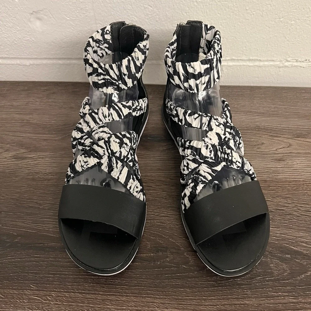 Sorel Ella II Ankle Strap Sandal Leather White Black Size 9.5 - Picture 10 of 13